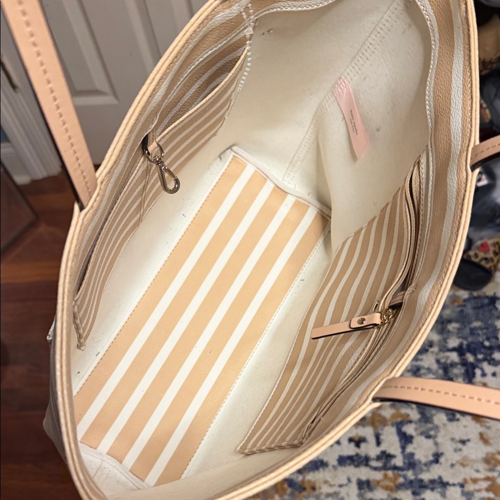 kate spade Beige and White Striped Tote Bag - Picture 2 of 6
